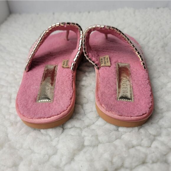 Jack Rogers Womens Slipper Flip Flops Comfort Sandals Size 6 Pink Faux Fur - Picture 4 of 11